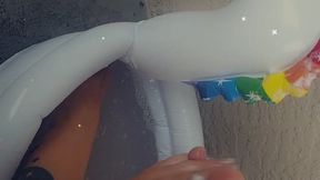 Cute toes get washed clean