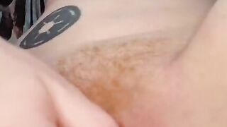 goddess red head fucks herself with a cucumber. Creamy and soak.
