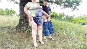 milf fingering my cock in a public park