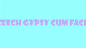 Gypsy Czech babe gets cum facial, loads own face with jizz
