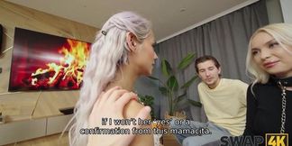 4K SWAP: Vera Jarw In Collar Sucks, Shares, & Takes Cum From Charlie Dean While Veronica Leal Receives