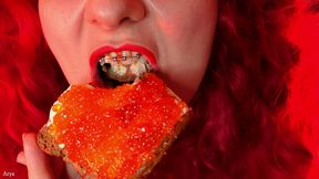 asmr food fetish mukbang video in braces (arya grander)