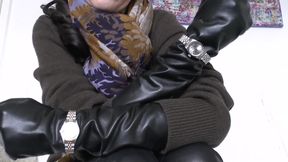 Wristwatches and Long Leather Gloves Styling JOI Lady Victoria Valente