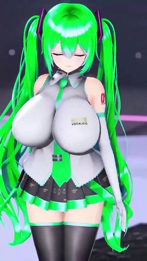 Hatsune Miku Huge Boobs Undress Dance Hentai Vocaloid Bibbidiba Song Mmd 3D Green Hair Color Edit Smixix