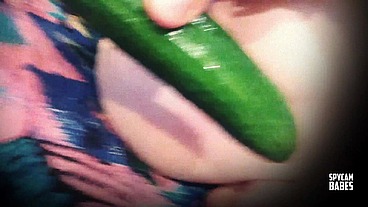 Cucumber makes moan and have a huge orgasm to this beautiful babe