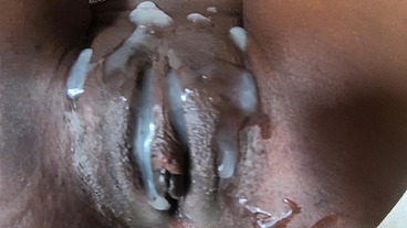 Homemade Ebony Step Daughter Cum Covered Pussy
