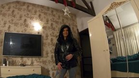 He Cums 3 Times on My New Black Shiny Puffy Downjacket!-174