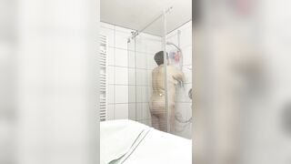 German BBW taking a shower and showing full body and face