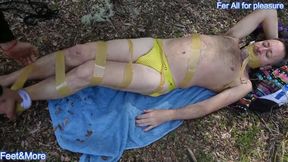 Fer is tied gagged and tickled in the park full version-includes foot massage