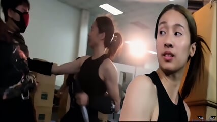 asian female assassin BALLBUSTING kick in the balls