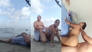Desconocida en la playa me chupa la verga y la llevó a la habitación para rollarla y dejar su concha llena de leche