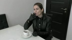 Ashstray slave for the leather cigar bloger lady (Part 4) MP4 FULL HD 1080p