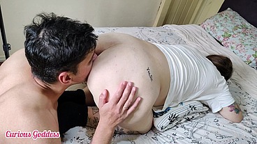 Curious Goddess - step mom pregnant Big ass small tits footjob fucking hairy pussy creampie blowjob cum clear parte 1