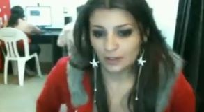 Lusty Indian chick gets naked  inside a cyber cafe