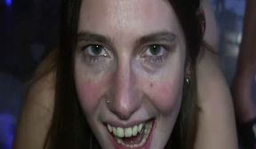 Skinny teen fist fucked by random men