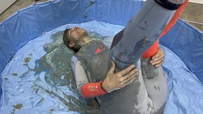 wetsuit filling with messy substances