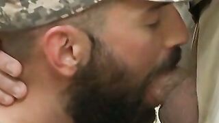 Army studs sucking and playing with sex toys before banging