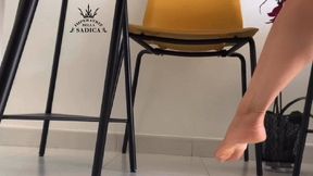Mules and jewellery and you under the table spying