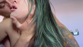 asian girl anal riding his white cock