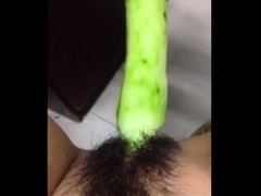 Horney Chinese student shape cucumber as cock and fuck herse