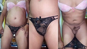 Veo la tanga en el cajón y la modelo