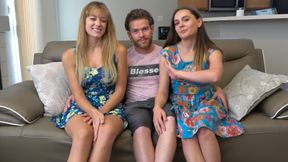Earth and Fire strip game ends in a wild threesome with two sexy girls
