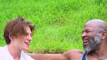 Twink Kyle Michaels got his first BIG BLACK COCK session with