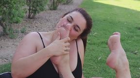 Barefoot Mel and SofieeSoles Outdoor Foot Worship