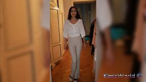 Elegant Kerry in Nylons – Dangling & Sole Tease in White Heels