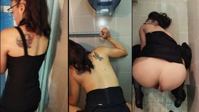 Office secretary sidelined, bathroom blowjob leaves desk covered in cum