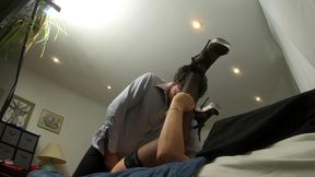 stepmom gives stepson the wrong and helps him cum