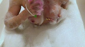 sexy milf takes a bubble bath