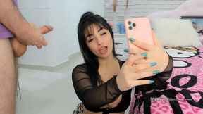 cheating girlfriend wife cuckolding her husband with her neighbor while humiliating the cuckold on the phone, selfie sex, the hottest cheating you ever watched!!!!