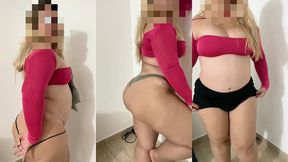 thong, panties or shorts? real homemade with big ass blonde