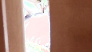 Spying behind a door a 18 year old step-daughter masturbating into bedroom and coming very insane