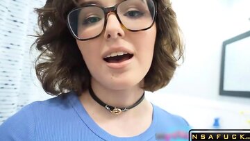 Nerdy Teen Stepsis is Wet for Cheating Stepbrother Leanna Lovings