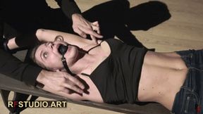 Leya Stretched and Tickled - Upper Body Teasing with Ballgag (HD 720p MP4)