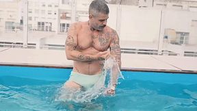 Brazilian Babe Fucks Daddy by the Pool, Gets Hole Creamed