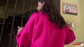 german scout - real street casting for teeny coco del mare with 5 real shaking orgasm