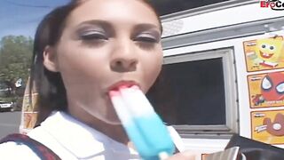 Dark Hair petite school sluts teenie Year Older with small tits has car sex