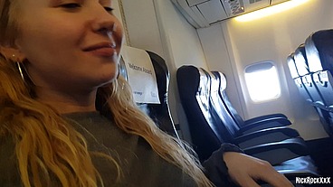 PUBLIC AIRPLANE Handjob and Blowjob - Bella Mur