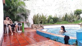 Stepmom Invites Her Stepson to the Pool to Fuck- Ambargirlhot
