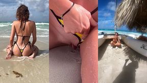 pee on the beach in a public place - tap my manyvids