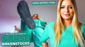 I will crush you under my Birkenstock slippers from work ( Giantess Feet with Nurse MIstress Fiona ) - 640p wmv