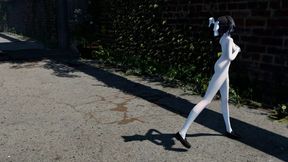 Cute Young Vixen Strips For Elastic Dance Show & Boob Tease Outside