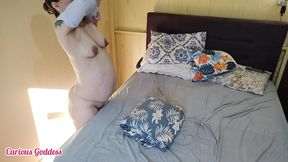 curious goddess - hot pregnant big ass husband sai called the teddy bear to fuck her ass and suck her hairy pussy lick her asshole cumming on the back cum licking part 1