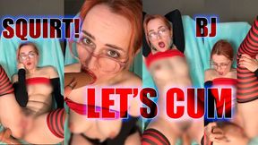 Dildo blow job, creamy pussy and hot squirt! Hairy bush
