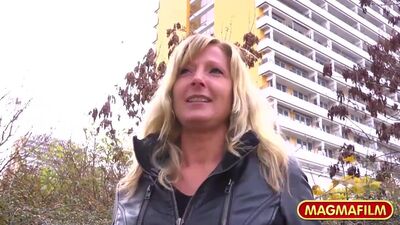 German blonde cougar was totally up for sex casting with a hunk