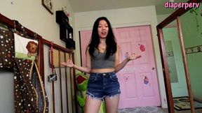 mean college girl has to change messy adult diaper!