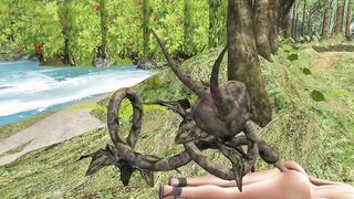 Plant monsters fuck a female jogger in the woods.